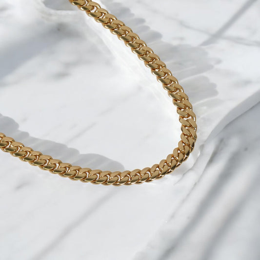 10K YG Cuban Links Chain / 91gr / 7.7mm / 24in /