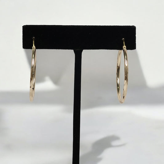 10K YG Luxury Hoop Earrings / 2.13gr / 1.3in /