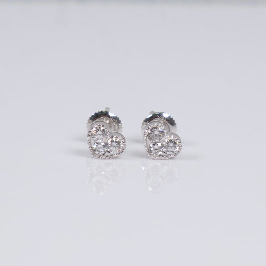 14K WG Lab Diamond Heart Stud Earrings / 1.31gr / 7mm / 0.50 CTTW Lab VS / E-F