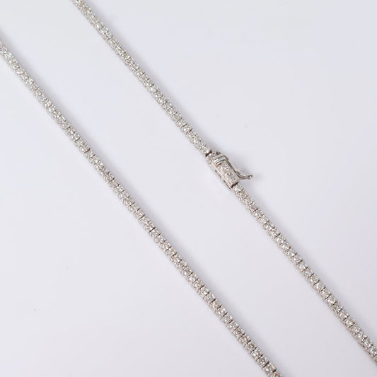 14K WG NO Diamond Tennis Chain / 13gr / 2.1mm / 16in / 2.5Ct Dia