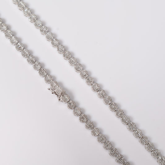 10K WG Diamond Round Luxury Baguette Chain / 23.25gr / 4.8mm / 17in / D-4.4Ct