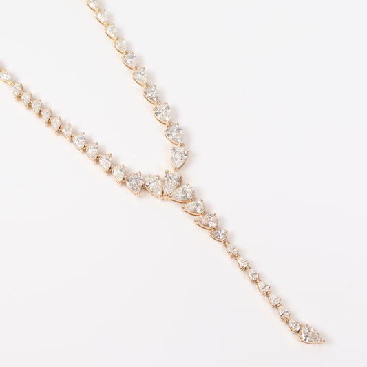 14K YG Lab Diamond Luxury Pear - Roll-On Chain / 17.23gr / 3.2mm / 16in / CVD-14.22Ct