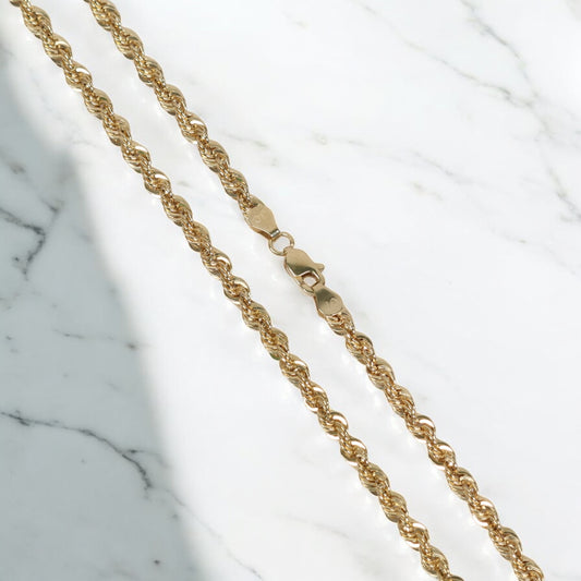 10K YG Hollow Rope Chain / 4.76gr / 3.8mm / 16in /