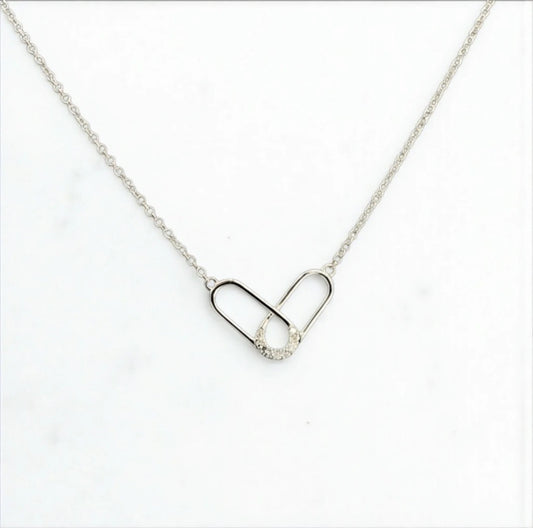 14K White Gold Diamond Heart Jewelry Set 0.03Ct / 1.7gr