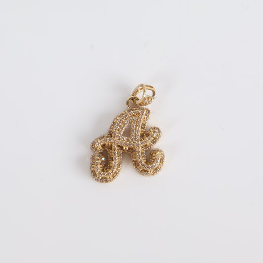 14K Yellow Gold Diamond Letter A Pendant Ct Dia / 5.3gr