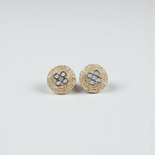 10K YG Diamond Round Luxury Stud Earrings / 3.48gr / 12mm / D 0.50Ct