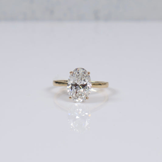 14K YG Lab Diamond Oval Cut Brilliant With Certificate Engagement Ring / 3.35gr / Sz 7 / 3 CTTW Lab VS / E-F