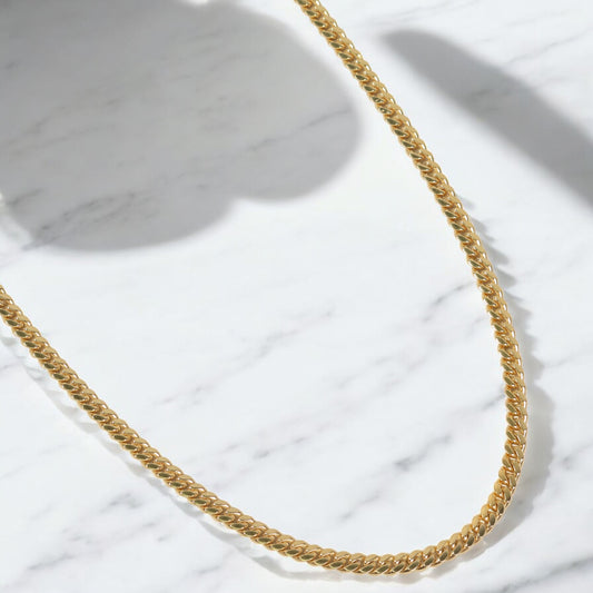10K YG Micro Cuban Links Chain / 25gr / 4.1mm / 20in /