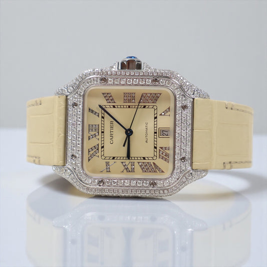 Cartier Santos Light Yellow Bustdown XL Watch