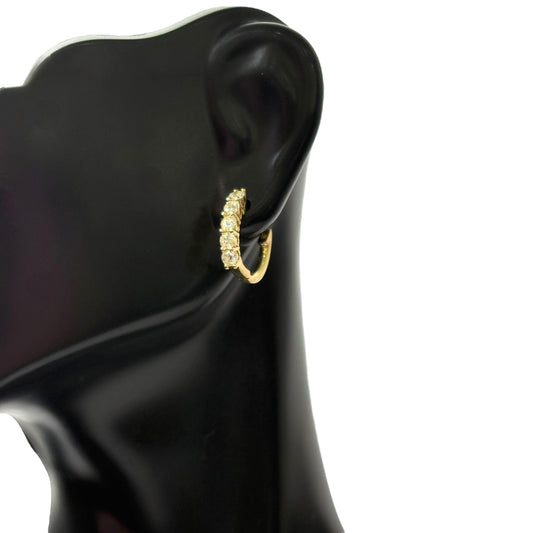 14K Yellow Gold Diamond Luxury Hoop Earrings 0.85Ct Dia / 2.46gr