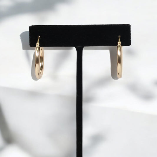 14K YG Fashion Hoop Earrings / 2.58gr / 1in /