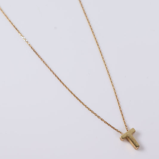 14K Yellow Gold Letter T Jewelry Set / 1.4gr / 1.2mm / 18in