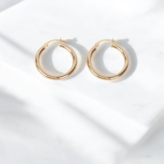 14K YG Fashion Hoop Earrings / 2.58gr / 1in /
