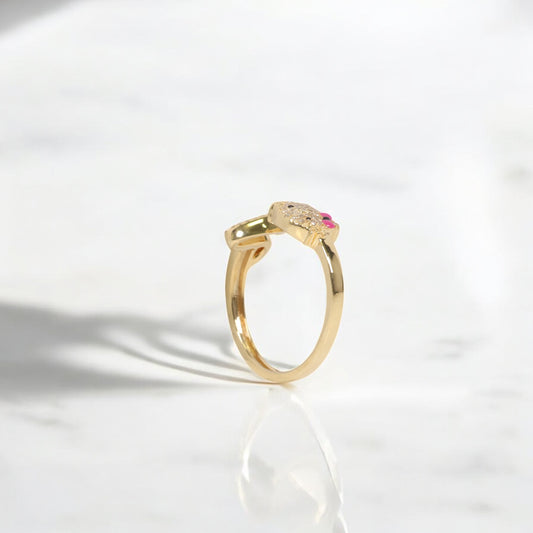 10K YG Diamond HK - Letter V Rings / 2.43gr / Sz 6 / 0.13Wt Dia