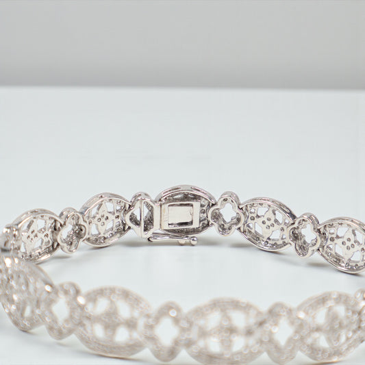 14K WG Diamond Fashion Bracelet / 14.3gr / 9.6mm / 7in / D-1.42Ct