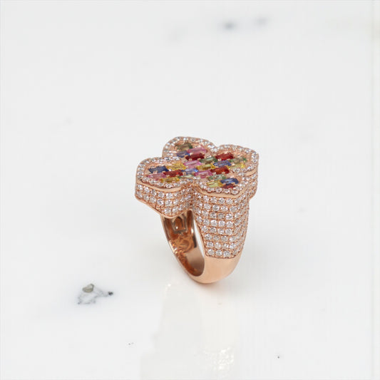 10K RG Diamond Cross Rings / 12.67gr / Sz 10 / C-3.15Ct / D-3.25Ct