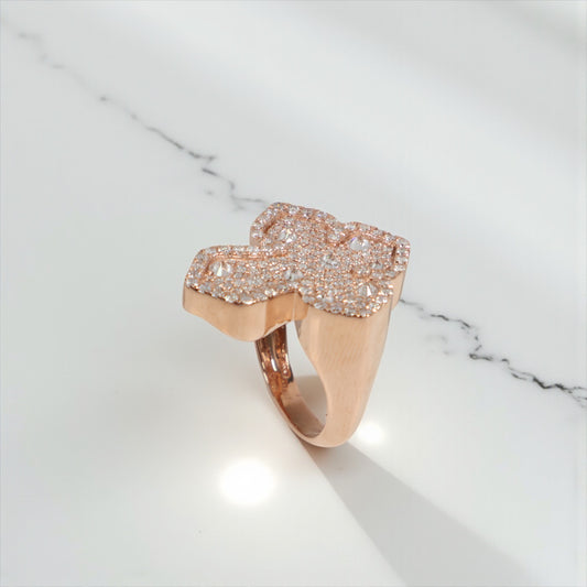 10K RG Reverse Diamond Cross Rings / 7.7gr / Sz 10 / D-2.15Ct