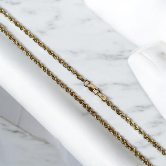 14K YG Rope Chain / 2.46gr / 1.8mm / 22in