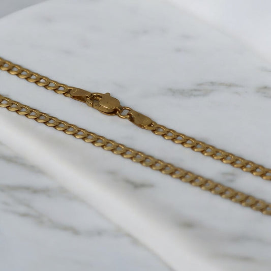 14K YG Saint Judas / American Cuban Link Chain Set Jewelry / 12.7Gr / 3.2mm / 24in /