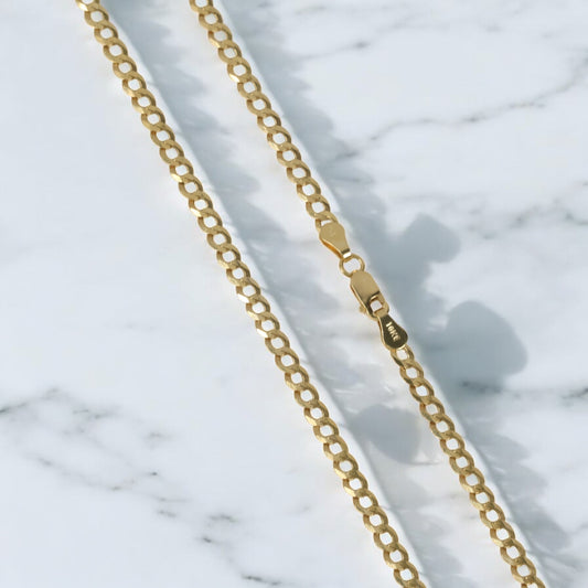 14K Yellow Gold American Cuban Link Chain / 10.9gr / 3mm / 22in