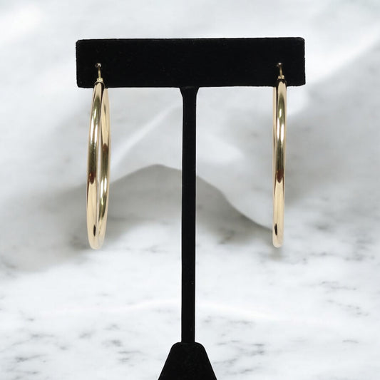 14K YG Fashion Hoop Earrings / 3.93gr / 2in /