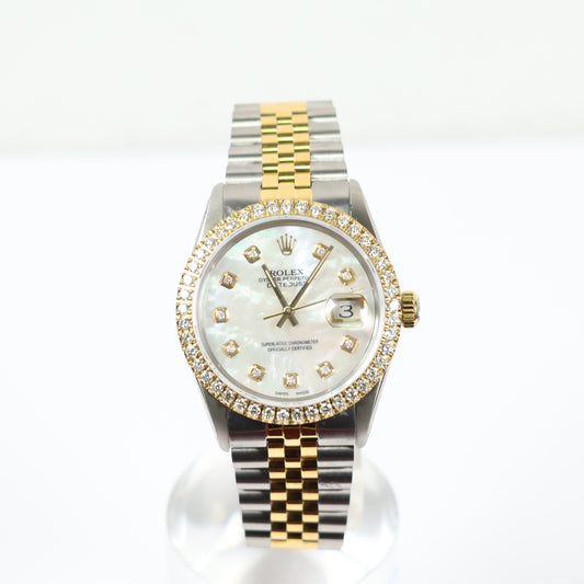 Rolex Datejus MOP Dia Dial - Diamond Bezel Watch / 36mm