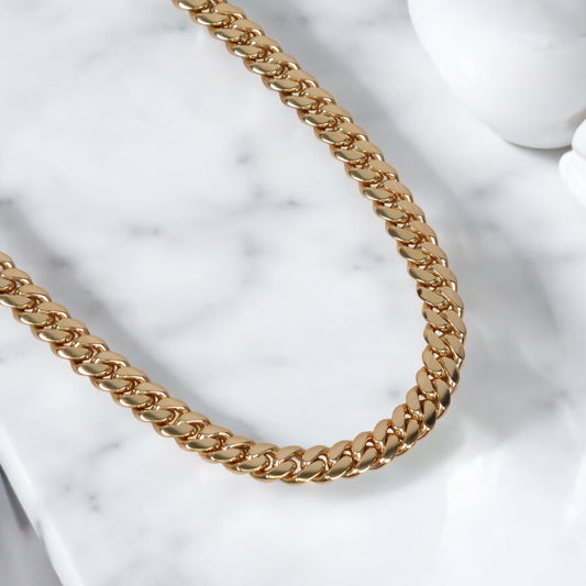 14K YG Cuban Links Chain / 120.9gr / 8.5mm / 22in /