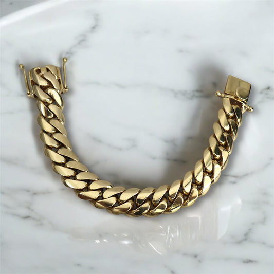 10K YG Cuban Links Bracelet / 159.4gr / 16.6mm - 8.5in