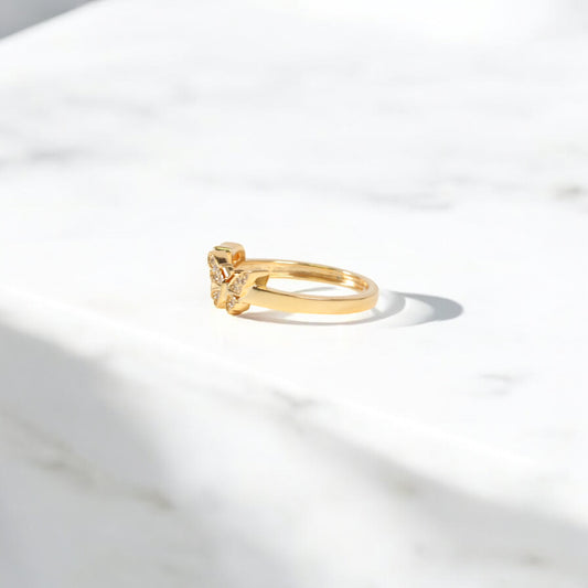 10K YG Diamond Butterfly - Letter T Rings / 2.2gr / Sz 6 / 0.09Wt Dia