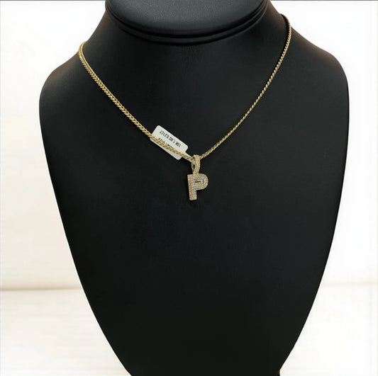 10K Yellow Gold Diamond Letter P Pendant / 1.6gr