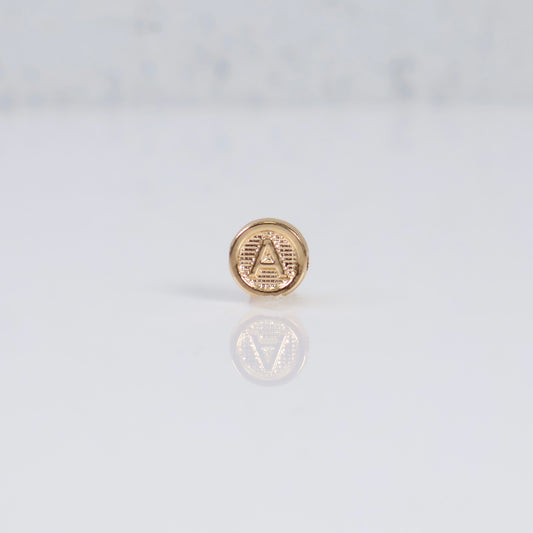 18K YG Letter A Textured Ironwork / 0.2gr / 7mm /