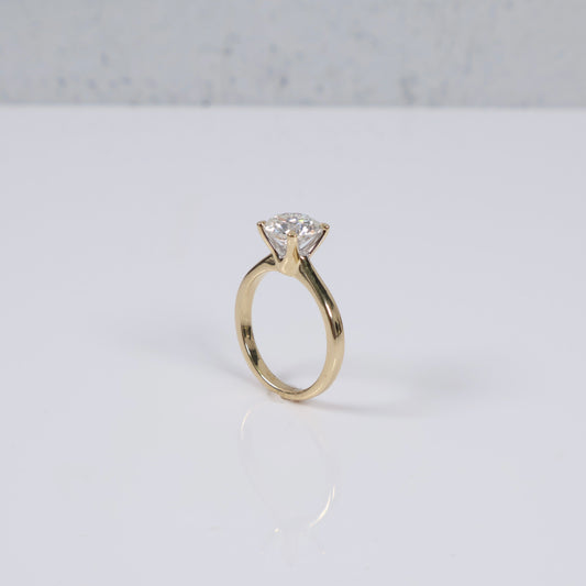 14K YG Lab Diamond Round Brilliant With Certificate Engagement Ring / 4.06gr / Sz 7 / 2 CTTW Lab VS / E-F