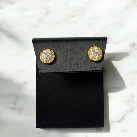 10K Yellow Gold Diamond Luxury Stud Earrings 0.29Ct / 1.8gr