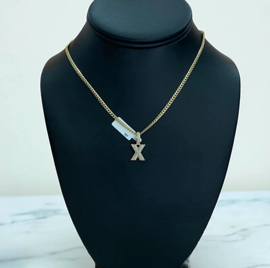 10K Yellow Gold Letter X Pendant With Diamond 0.25 / 1.5gr
