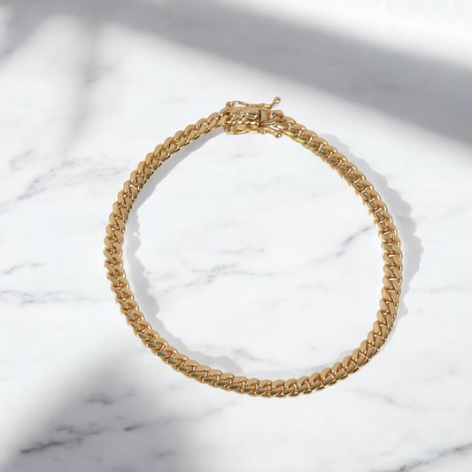 10K YG Micro Cuban Links Bracelet / 9.8gr / 4.2mm / 7.5in /