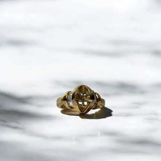 14K Yellow Gold Diamond Fashion Wedding Setting No Stone Engagement Ring Ct Dia / 7gr / Size 6