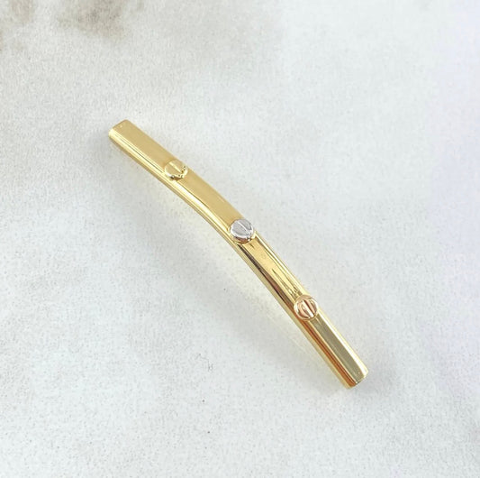 18K 3 Tone Cylinder Trio Of Nails Ironwork / 0.64gr / 1.5in /