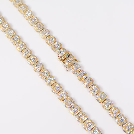 10K YG Diamond Luxury Square Chain / 29.73gr / 7.2mm / 20in / D-6.61Ct