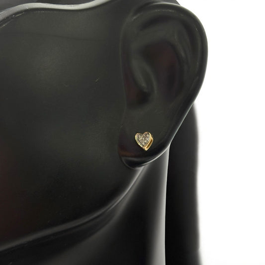 10K Yellow Gold Diamond Heart Stud Earrings Ct Dia / 0.6gr