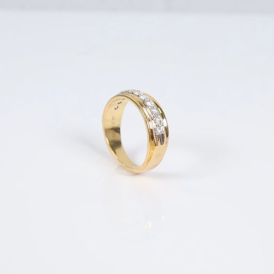 14K YG Diamond Band Engagement Ring / 5.9gr / Sz 7 3/4 / 0.60Ct Dia