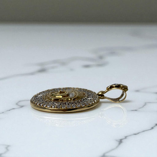 10K YG Medusa Pendant / 8.4gr / 2in / Cz