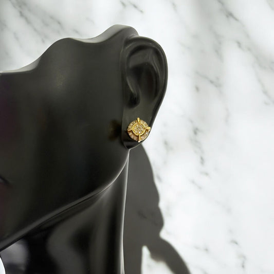 14K Yellow Gold Diamond Fashion Stud Earrings 0.21Ct / 1.4gr