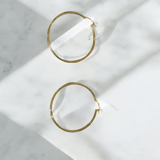 14K Yellow Gold Lab Diamond Flower Hoop Earrings 0.50Ct La Dia Vs / 0.84gr / 6mm