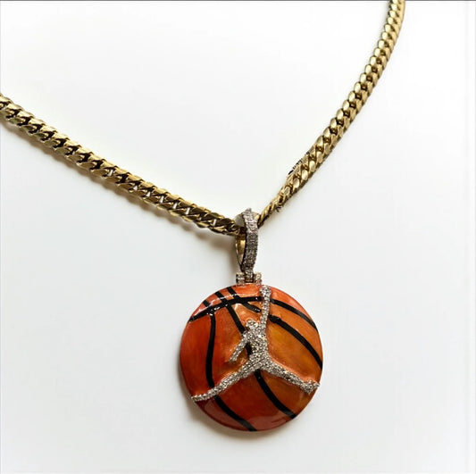 Basketball Pendant 10K Yellow Gold With Diamond / 0.40Ct Dia / 9.2gr