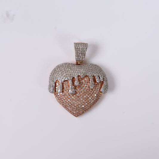 Melting Heart Pendant 14K Rose-White Gold With Diamond / 6.2gr