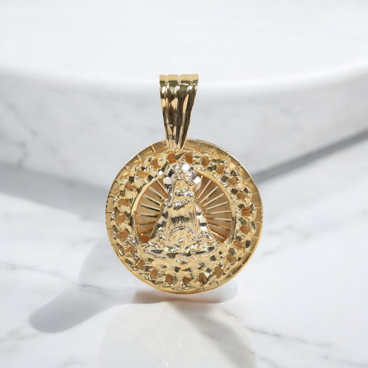 10K YG Round Saint Lazarus Pendant / 27.78gr / 2.5in /