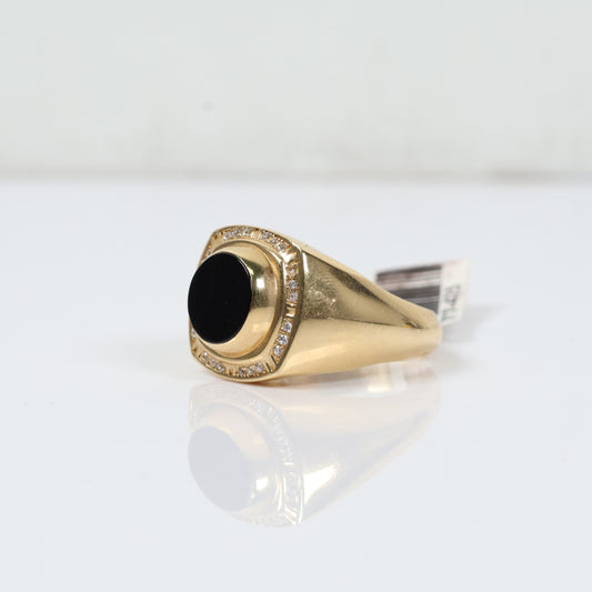 14K Yellow Gold Luxury Ring With Zircons / 8.5gr / Size 11