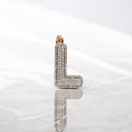 10K YG Diamond Letter L Pendant / 1.7gr / 1.1in / 0.33Wt Dia