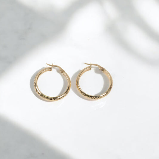14K YG Fashion Hoop Earrings / 2.21gr / 1in /