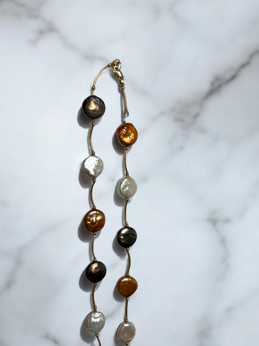 14K Yellow Gold Pearls Chain / 17.8gr / 0.9mm / 19in